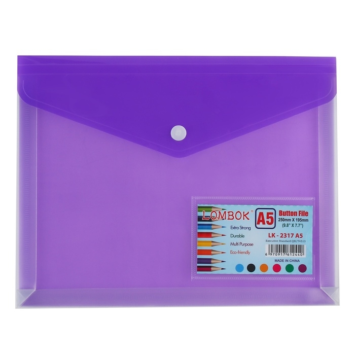 Папка-конверт на кнопке А5, 180 мкр, с расширением, карман для визиток, МИКС Папка-конверт на кнопке А5, 180 мкр, с расширением, карман для визиток, МИКС