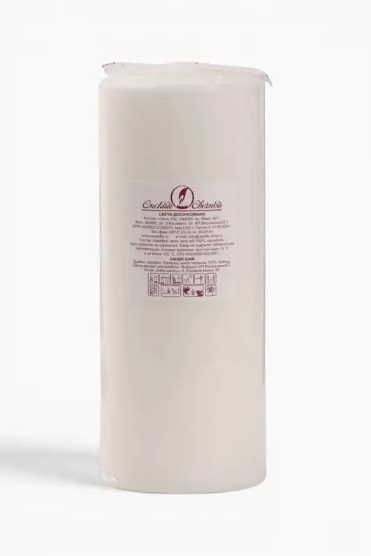 Свеча цилиндр, 7&times;17 см, 50 ч, 515 г, белая