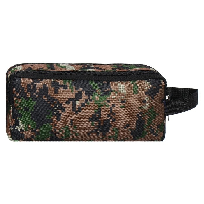 Пенал мягкий 3 отделения, 90 х 215 х 80 мм, объёмный, с ручкой,Calligrata, Пенал мягкий 3 отделения, 90 х 215 х 80 мм, объёмный, с ручкой,Calligrata, "Миллитари" коричневый