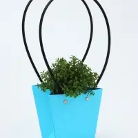 Сумка для цветов тиснение голубой влагостойкая, 12&times;12 - 8&times;8 - 12.5 см