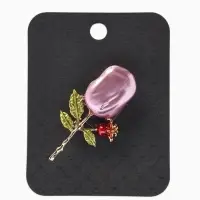 Брошь &laquo;Цветок&raquo; роза, жемчуг, цвет розовый в золоте