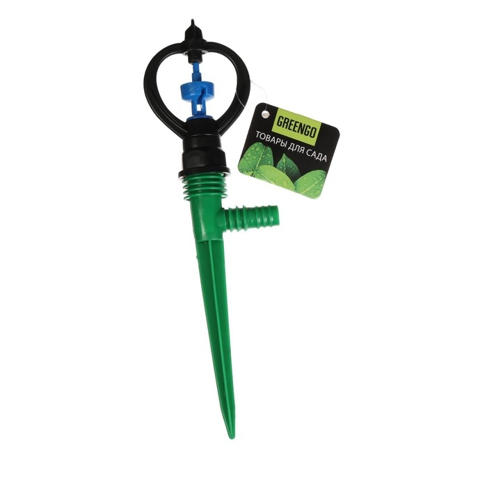 Распылитель, круговой, 29 см, под шланги 1/2 Распылитель, круговой, 29 см, под шланги 1/2", 3/4", с пикой, пластик, Greengo