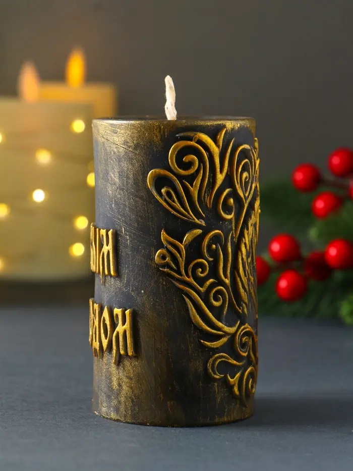 Декоративная свеча "Столбик с лошадью" (бронза) 215 г 55х55х100 мм