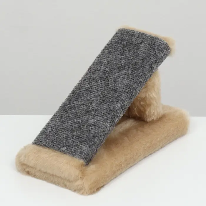 Когтеточка &laquo;Горка&raquo;, мини-версия, 29&times;14&times;14 см, ковролин, светло-коричневая