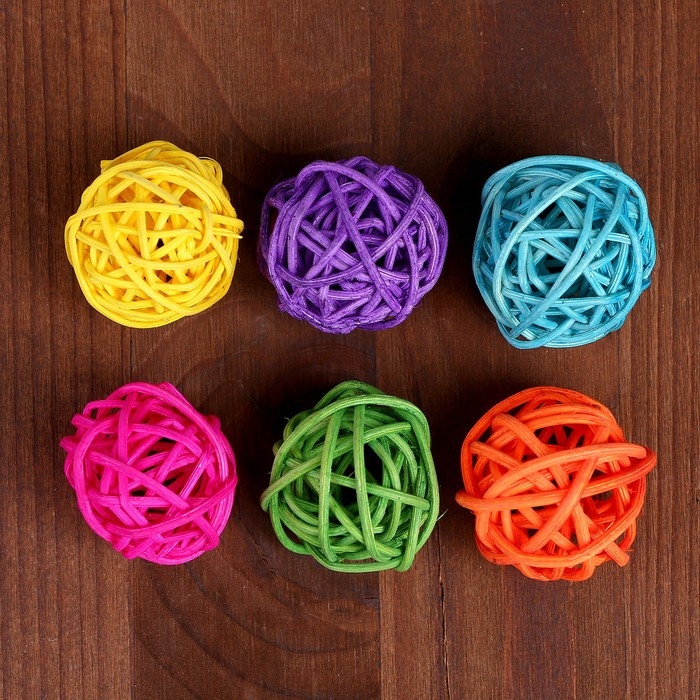 Шар декоративный из лозы, набор 6 шт., размер 1 шт. — 3 см, цвет МИКС Шар декоративный из лозы, набор 6 шт., размер 1 шт. — 3 см, цвет МИКС