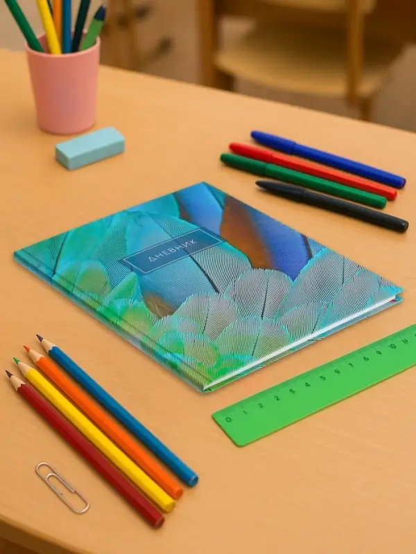 Дневник для 5-11 классов, "Перья 2", твердая обложка 7БЦ, матовая ламинация, выборочный лак, 48 листов