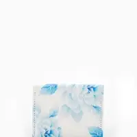 Кошелёк женский на кнопке, 10.5&times;2.5&times;8.5 см, с цветочным принтом, белый/голубой