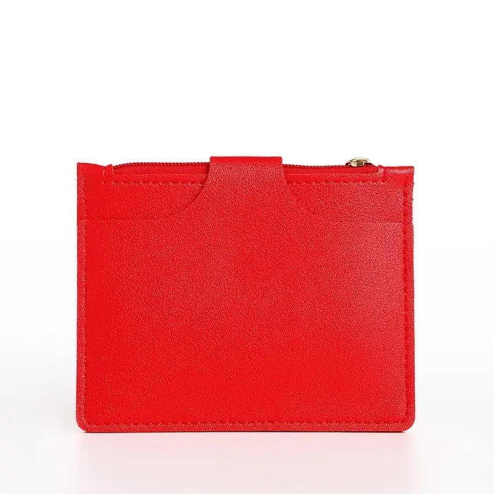 Картхолдер с монетницей на молнии, цвет красный