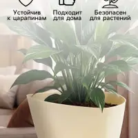 Горшок для цветов &laquo;Элеганс&raquo;, 2 л, d=17.3 см, h=15 см, пластиковый, с поддоном, цвет молочный