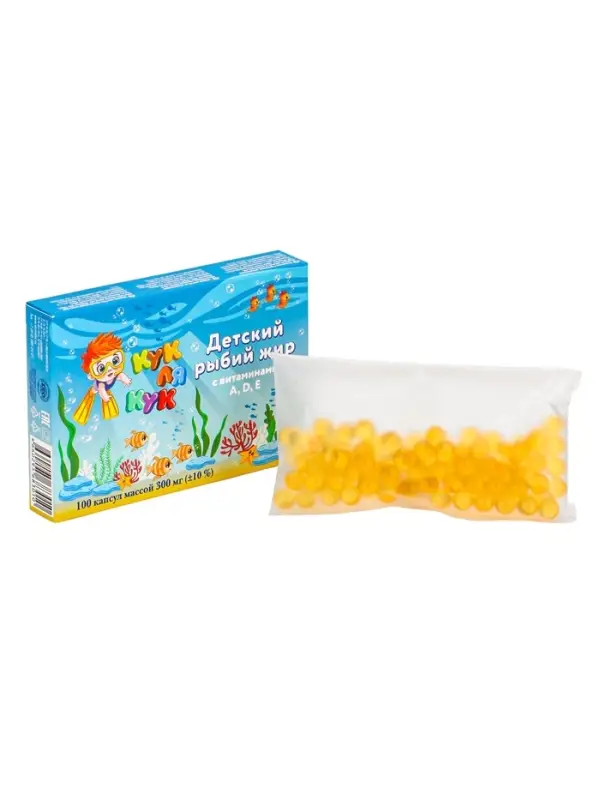 Рыбий жир &laquo;Кук Ля Кук&raquo; детский, с витаминами А, Д, Е, 100 капсул по 0.3 г