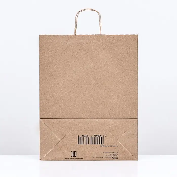 Пакет бумажный крафт 90 г/м², круглая ручка 35×15×45 см
