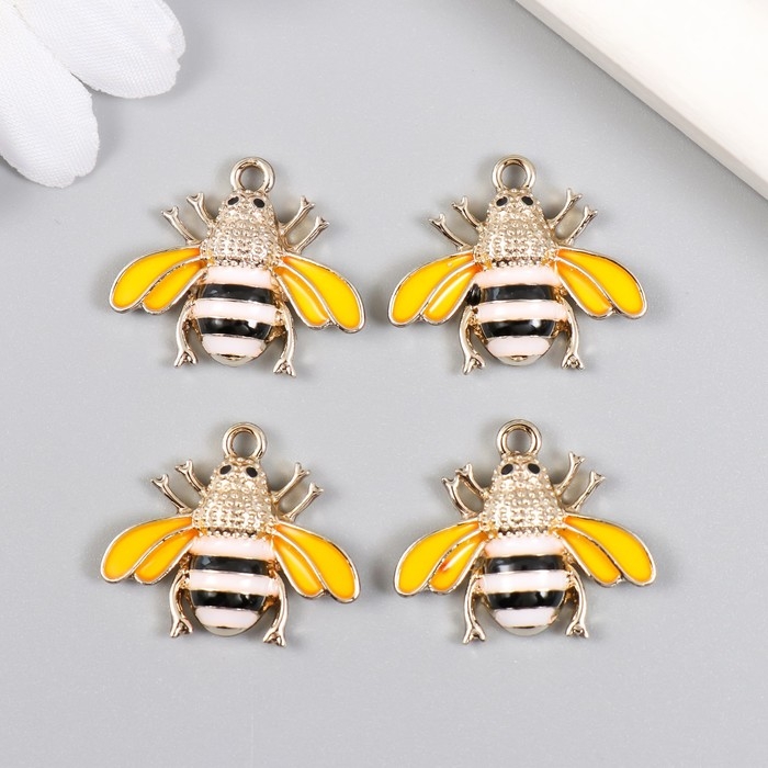 Декор для творчества металл, эмаль Декор для творчества металл, эмаль "Белая пчела" 2,4х2,1 см