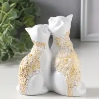 Фигурка полистоун &laquo;Кот и Кошка&raquo; белый, 14&times;13 см