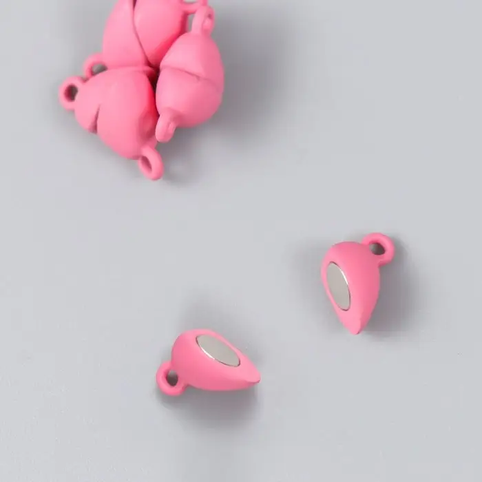 Замок магнитный металл "Сердечко" розовый матовый 2 шт 1,2х1,2 см