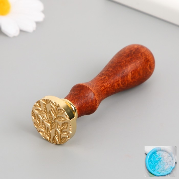 Печать для сургуча с деревянной ручкой "Веточки" 9х2,5х2,5 см