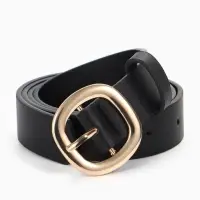 Ремень женский, 2.8&times;107 см, 1 прокол, золотистая пряжка, чёрный