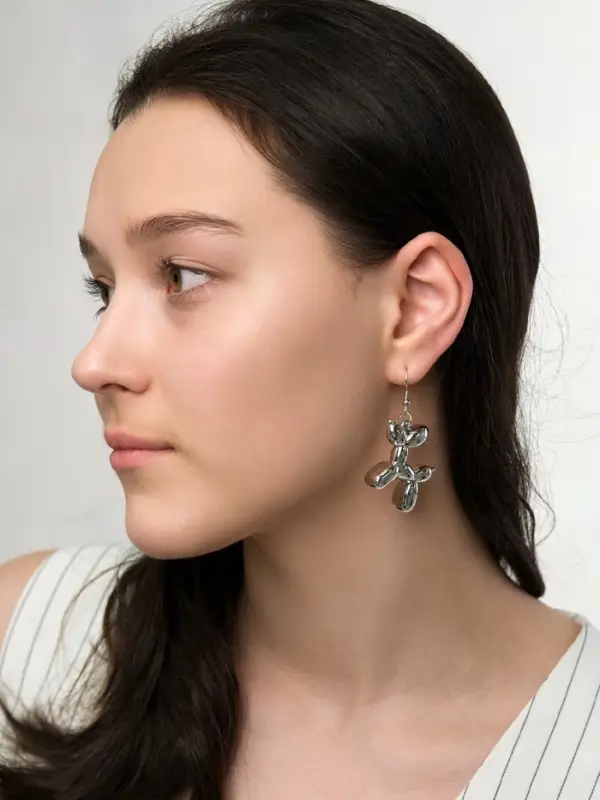 Серьги металл &laquo;Собачка&raquo;, из воздушного шара, цвет серебро