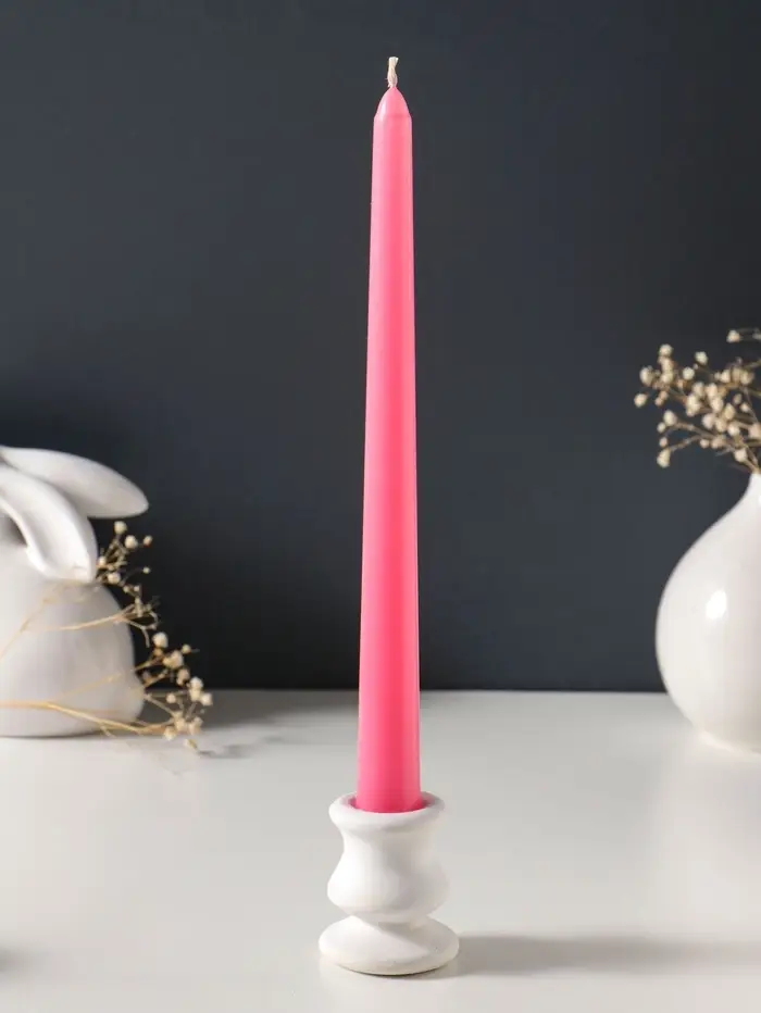 Набор свечей античных 25 см, 2 шт., 58 г, 7 ч, розовый