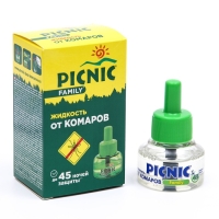 Дополнительный флакон-жидкость от комаров "Picnic Family", с растительными экстрактами, 45 ночей, 30