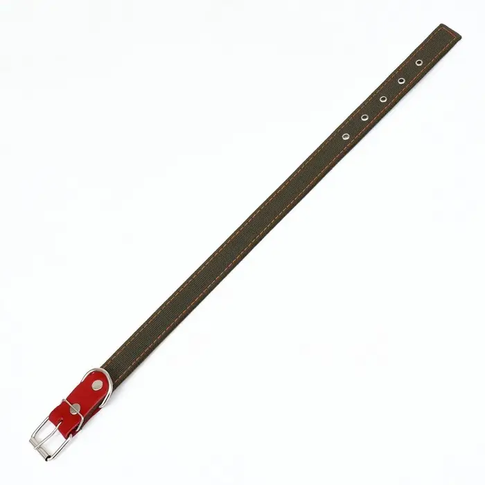 Ошейник брезентовый двухслойный, 72&times;3.5 см, ОШ 45-60 см, хаки