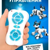 Робот собака Koddy IQ BOT, на пульте управления, интерактивный: звук, свет, танцующий, музыкальный, на аккумуляторе