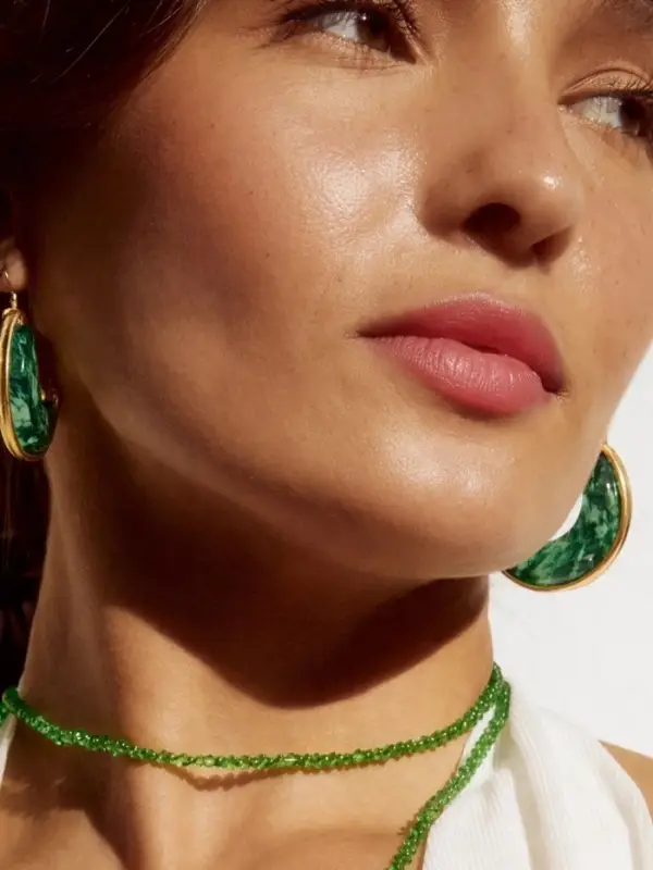 Серьги-кольца акрил &laquo;Тренд&raquo;, цвет изумрудный в золоте