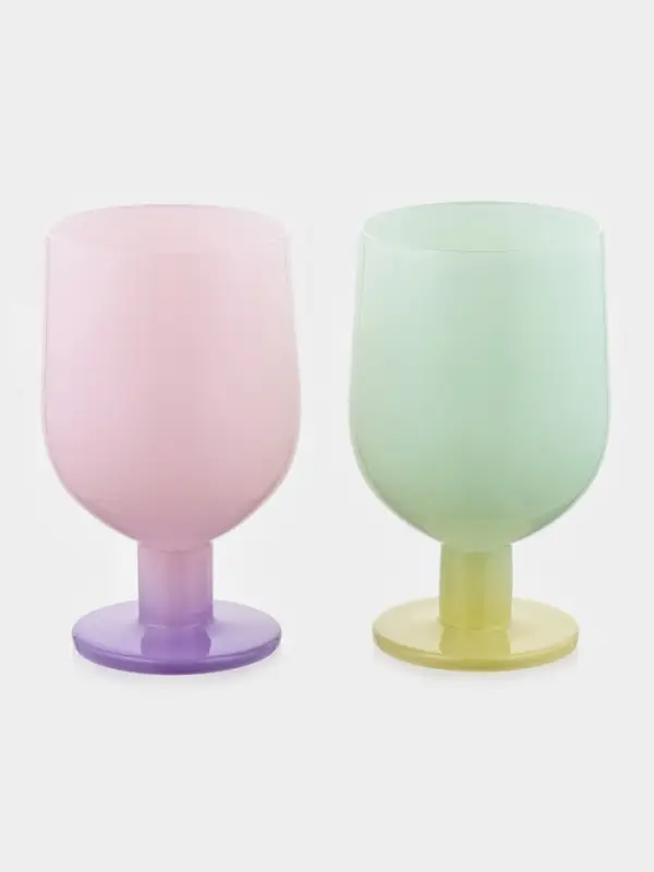 Бокалы для вина Pint, 345 мл, 7.2×12.8 см, набор 2 шт., стекло, розовые, зелёные Бокалы для вина Pint, 345 мл, 7.2×12.8 см, набор 2 шт., стекло, розовые, зелёные