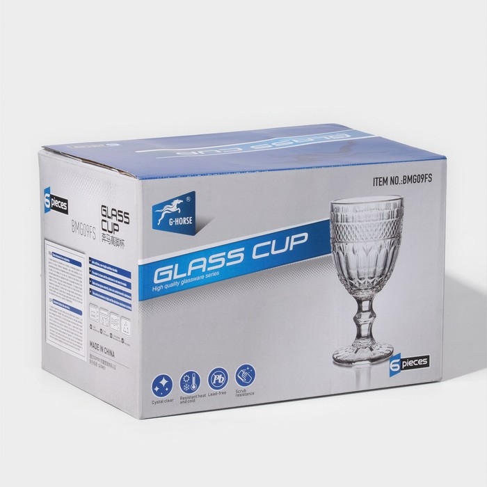 Набор фужеров, стеклянный, d=9 см, h=17 см, 310 мл, 6 шт. Набор фужеров, стеклянный, d=9 см, h=17 см, 310 мл, 6 шт.