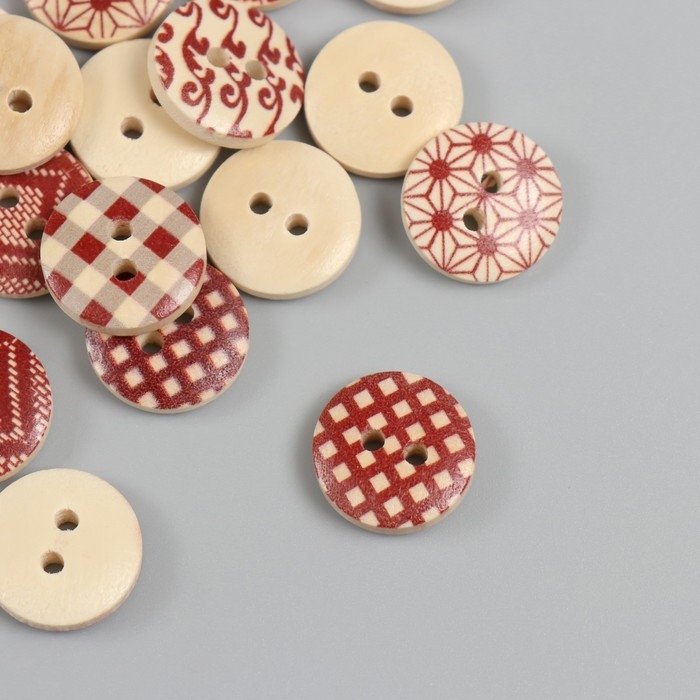 Пуговицы дерево для творчества 2 прокола Пуговицы дерево для творчества 2 прокола "Узоры" кофейный набор 40 шт 1,5х1,5х0,4 см