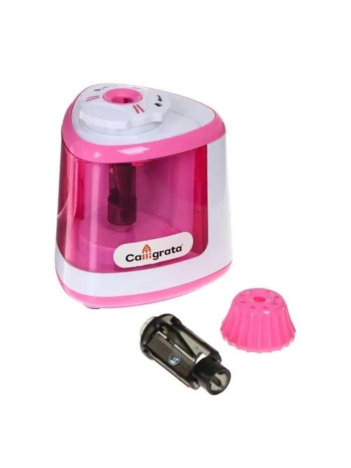 Точилка для карандашей электрическая Calligrata, с контейнером, на батарейках (в комплект не входят), розовая