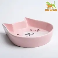 Миска &laquo;Голова кота&raquo;, 200 мл, 15&times;13&times;3 см, керамика, розовая