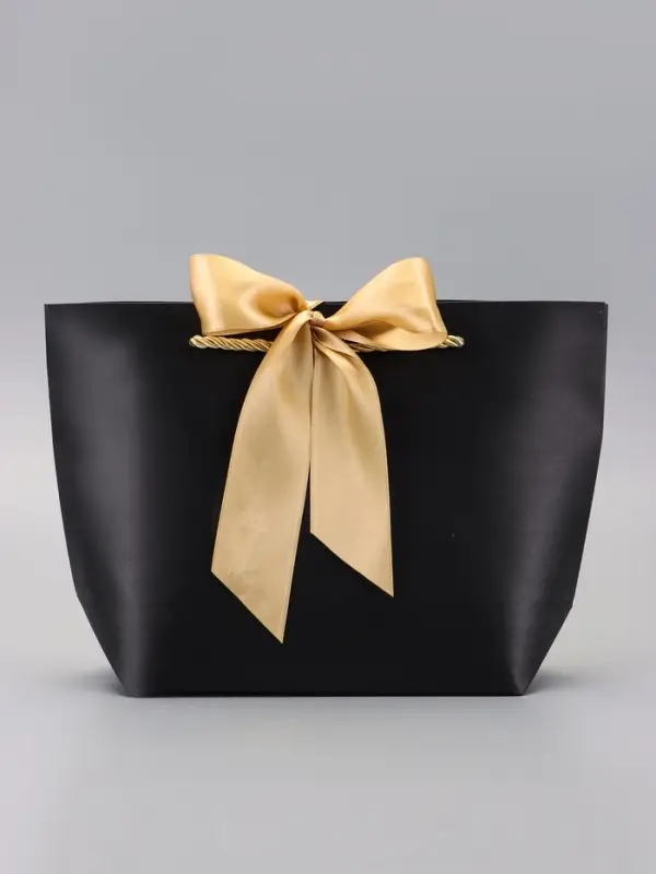 Пакет подарочный ламинированный, с лентой &laquo;Чёрный&raquo;, горизонтальный 19&times;20&times;9 см