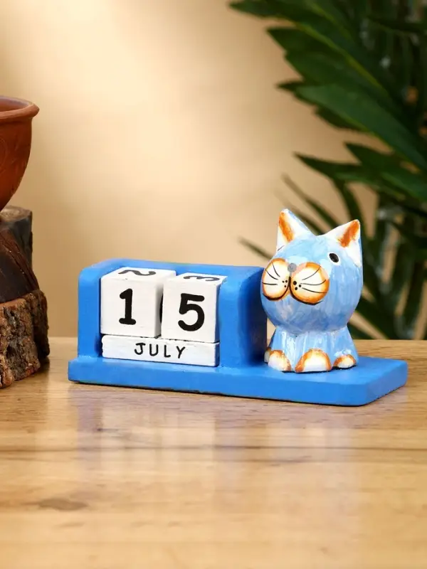 Календарь настольный &laquo;Котик&raquo;, 13&times;6&times;7 см, дерево, синий