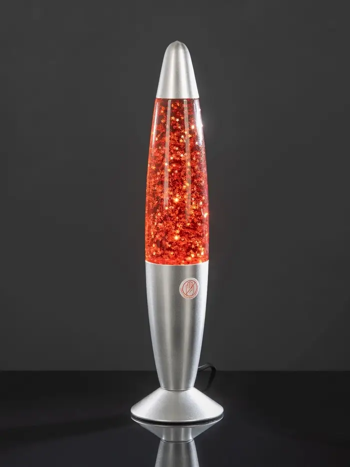 Лава - лампа RISALUX &laquo;Блёстки&raquo;, Е14, 30 Вт, от сети 220 В, серебристая, 34&times;8.5&times;8.5 см