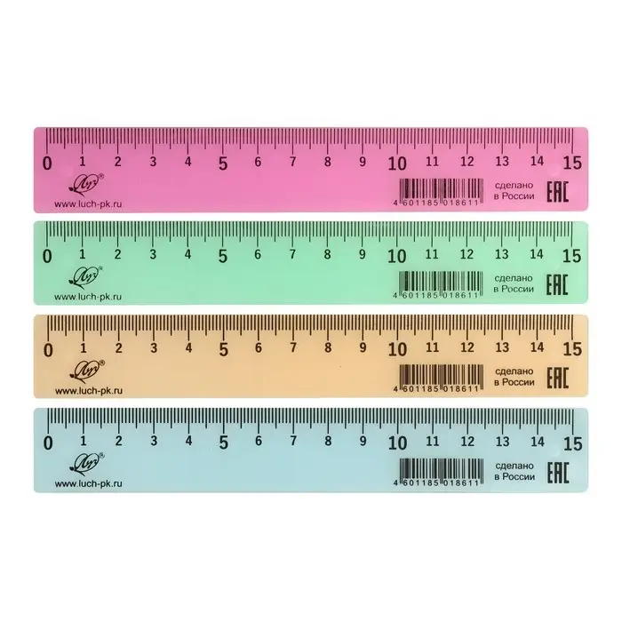 Линейка 15 см, непрозрачная, пастельная, МИКС Линейка 15 см, непрозрачная, пастельная, МИКС