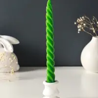 Набор свечей витых, 2,3х 24,5 см, 5 ч, 50 г, 4 штуки, тёмно-зелёный