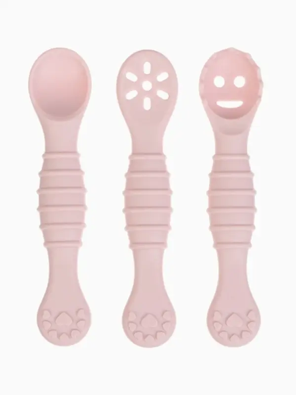 Ложка детская для прикорма, силикон, набор 3 шт., розовый M&B
