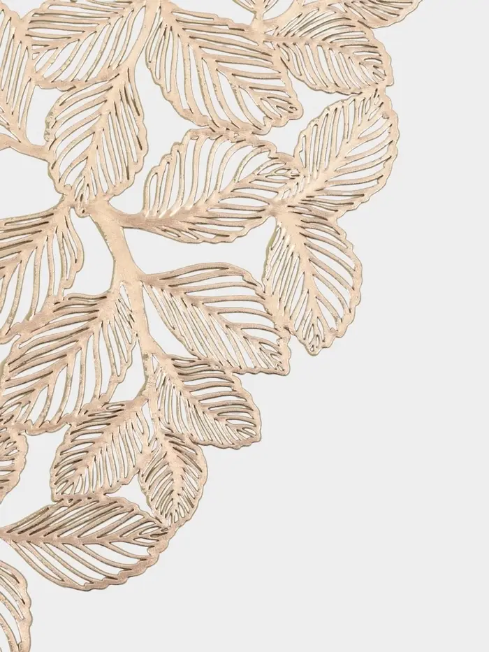 Набор салфеток сервировочных на стол Доляна &laquo;Листья&raquo;, d=38 см, 4 шт., ПВХ, золотистый