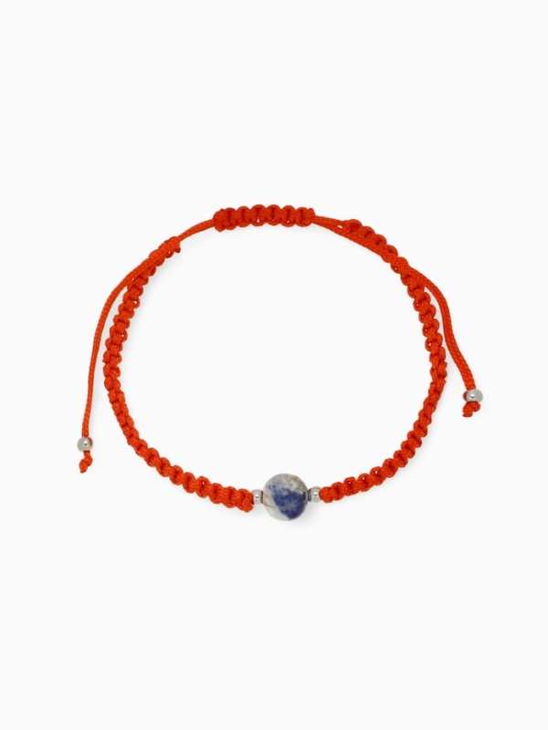 Браслет-оберег «Красная нить» шар №8 (неделимая фасовка 12 шт., цена за шт.), цветной в серебре