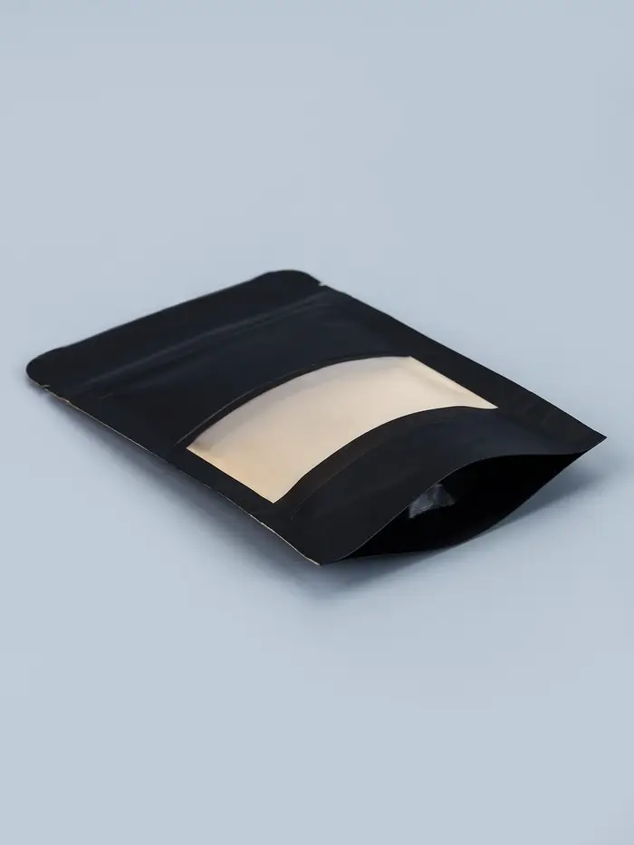 Пакет Zip-lock Крафт с прямоугольным окном, черный,10&times;15&times;3 см