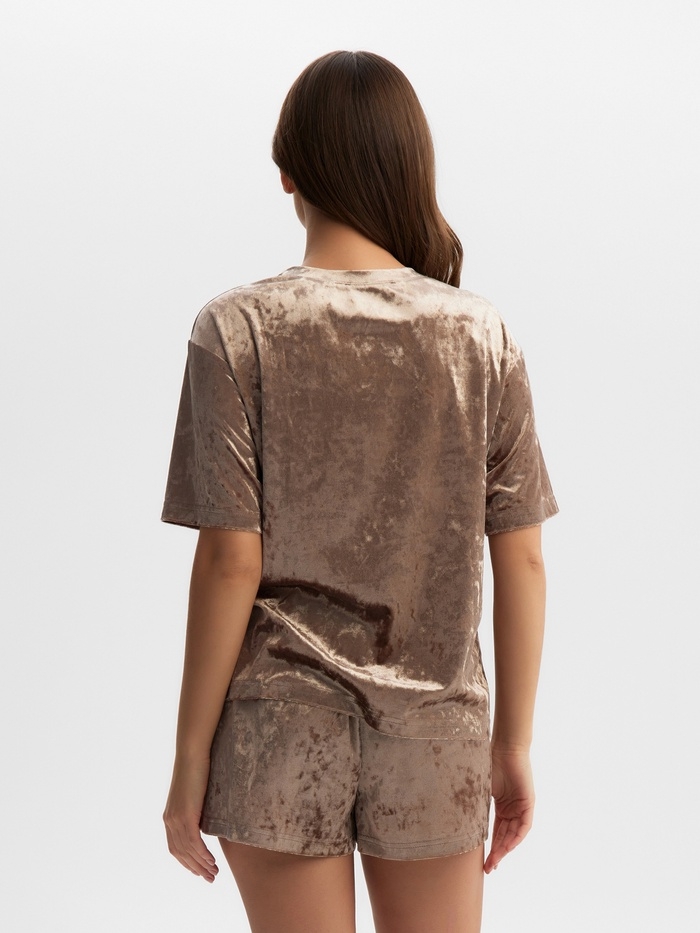 Комплект женский (футболка и шорты) KAFTAN Velvet р. 44-46, кофейный