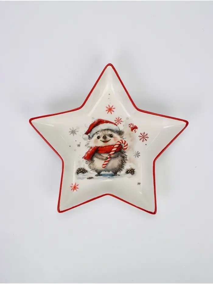 Блюдо сервировочное новогоднее Доляна &laquo;Зимний друг&raquo;, 24.5&times;23.5&times;3.5 см, доломит, белая, красная