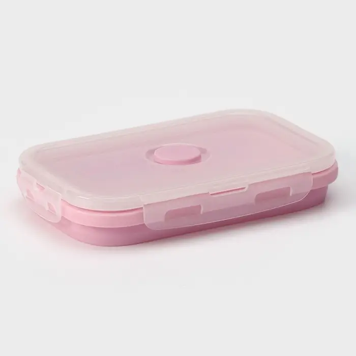 Контейнер складной с крышкой Доляна «Коста», 500 мл, 16×10×6 см, цвет розовый Контейнер складной с крышкой Доляна «Коста», 500 мл, 16×10×6 см, цвет розовый