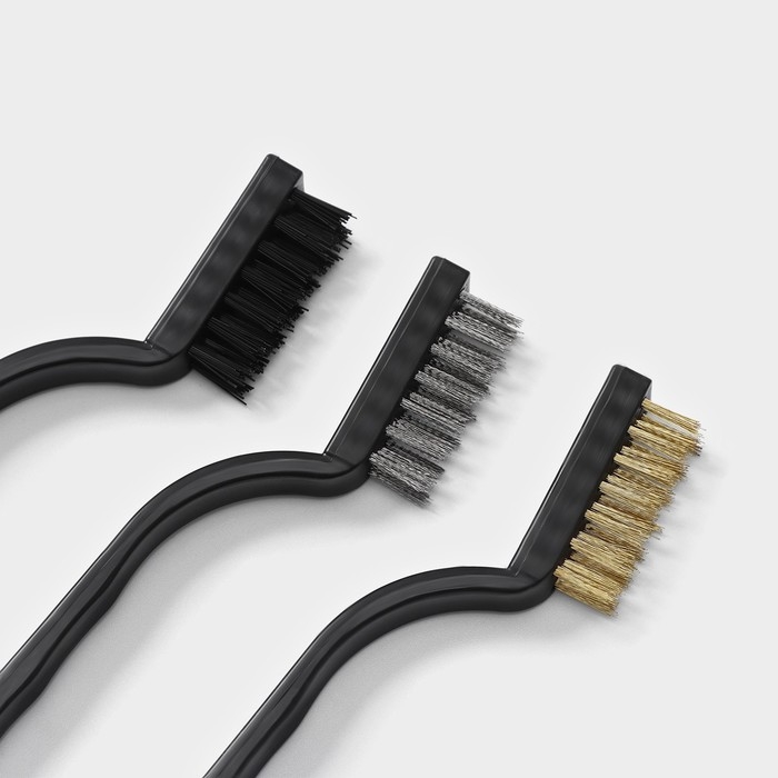 Набор щёток Доляна, 3 шт: латунная, стальная, нейлоновая Набор щёток Доляна, 3 шт: латунная, стальная, нейлоновая