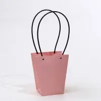 Сумка для цветов розовая влагостойкая, 17&times;17 - 11.5&times;11.5 - 20 см