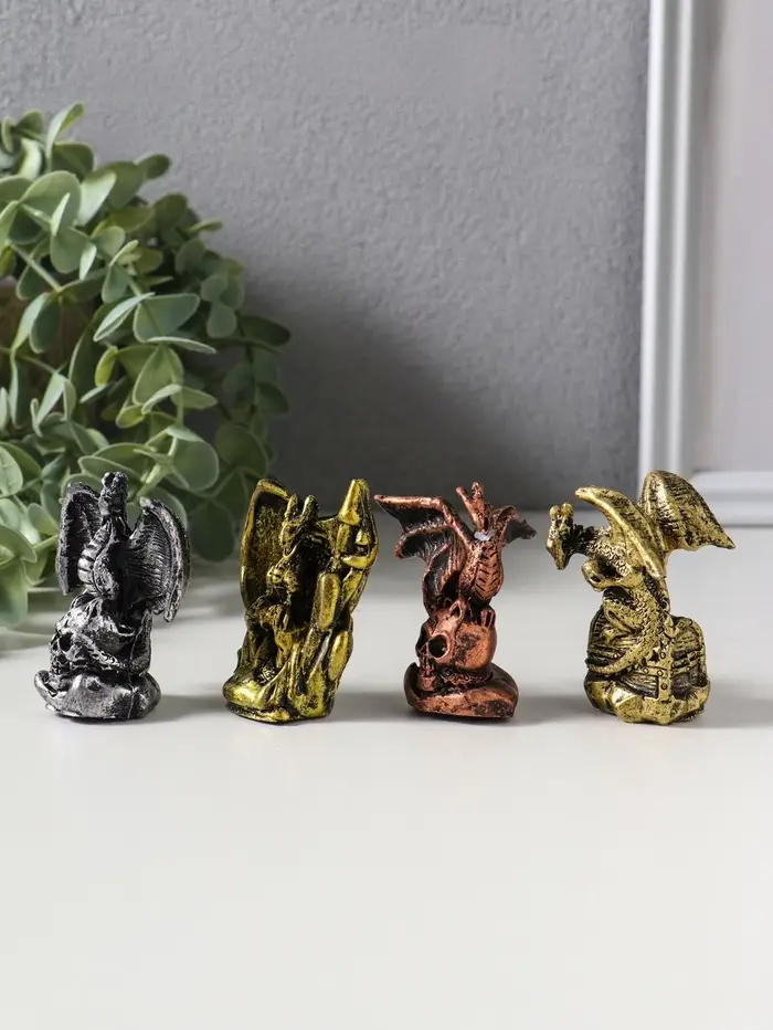 Сувенир полистоун "Мрачный дракон" набор 4 шт 3х4,7х6 см