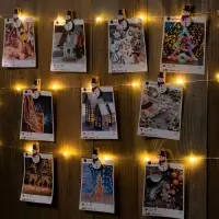 Гирлянда &laquo;Нить&raquo; 2 м, роса с насадками &laquo;Прищепка-снеговик&raquo;, IP20, серебристая нить, 20 LED, от батареек АА&times;2, свечение тёплое белое