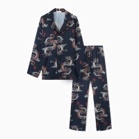 Пижама женская (рубашка и брюки) KAFTAN "Дракон", размер 52-54, синий