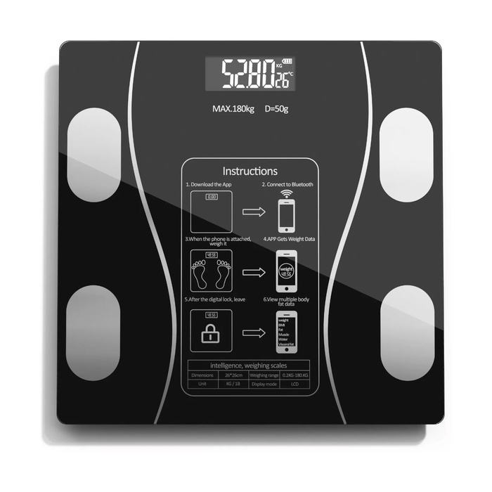 Весы напольные LVE-03, диагностические, до 180 кг, 2хААА, стекло, черные Весы напольные LVE-03, диагностические, до 180 кг, 2хААА, стекло, черные