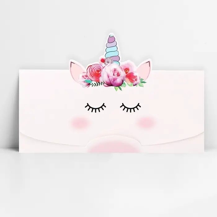 Конверт для денег фигурный &laquo;Единорожка&raquo;, 17.5 х 8 см